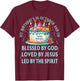 Blessed By God October Happy Birthday Cake T-Shirt - T-Shirt | Maroon