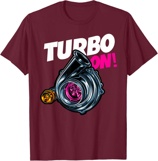 Turbo On Car Enthusiasts Retro Vintage Y2K Streetwear Racing T-Shirt - T-Shirt | Maroon