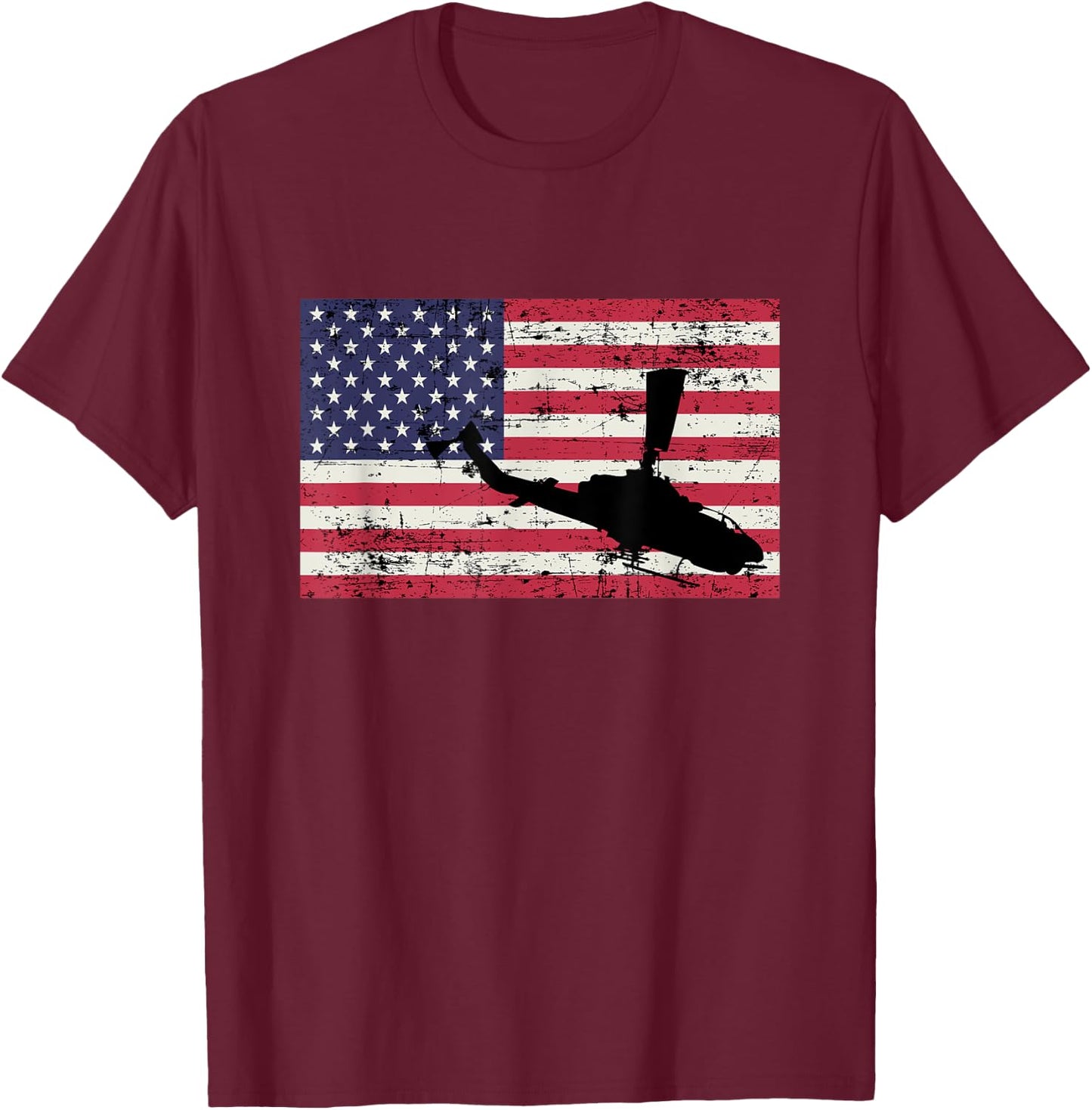 Patriotic AH-1 Cobra Attack Helicopter American flag Women Kids Men T-Shirt - T-Shirt | Maroon