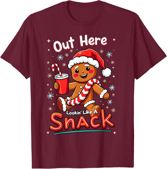 out here looking like a snack christmas funny BouJee Xmas T-Shirt - T-Shirt | Maroon