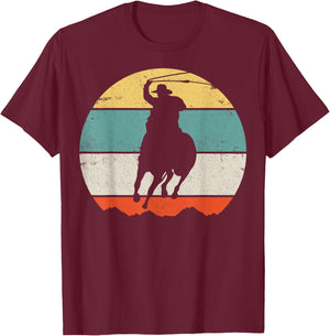 Horse Roping Cowboy T-Shirt - T-Shirt | Maroon