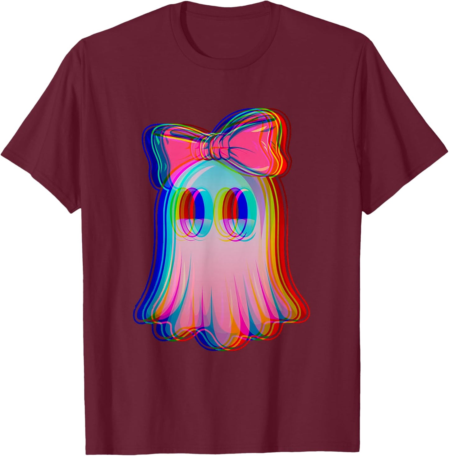 Funny Ghost Trippy Vaporwave Halloween Techno Rave Party T-Shirt - T-Shirt | Maroon