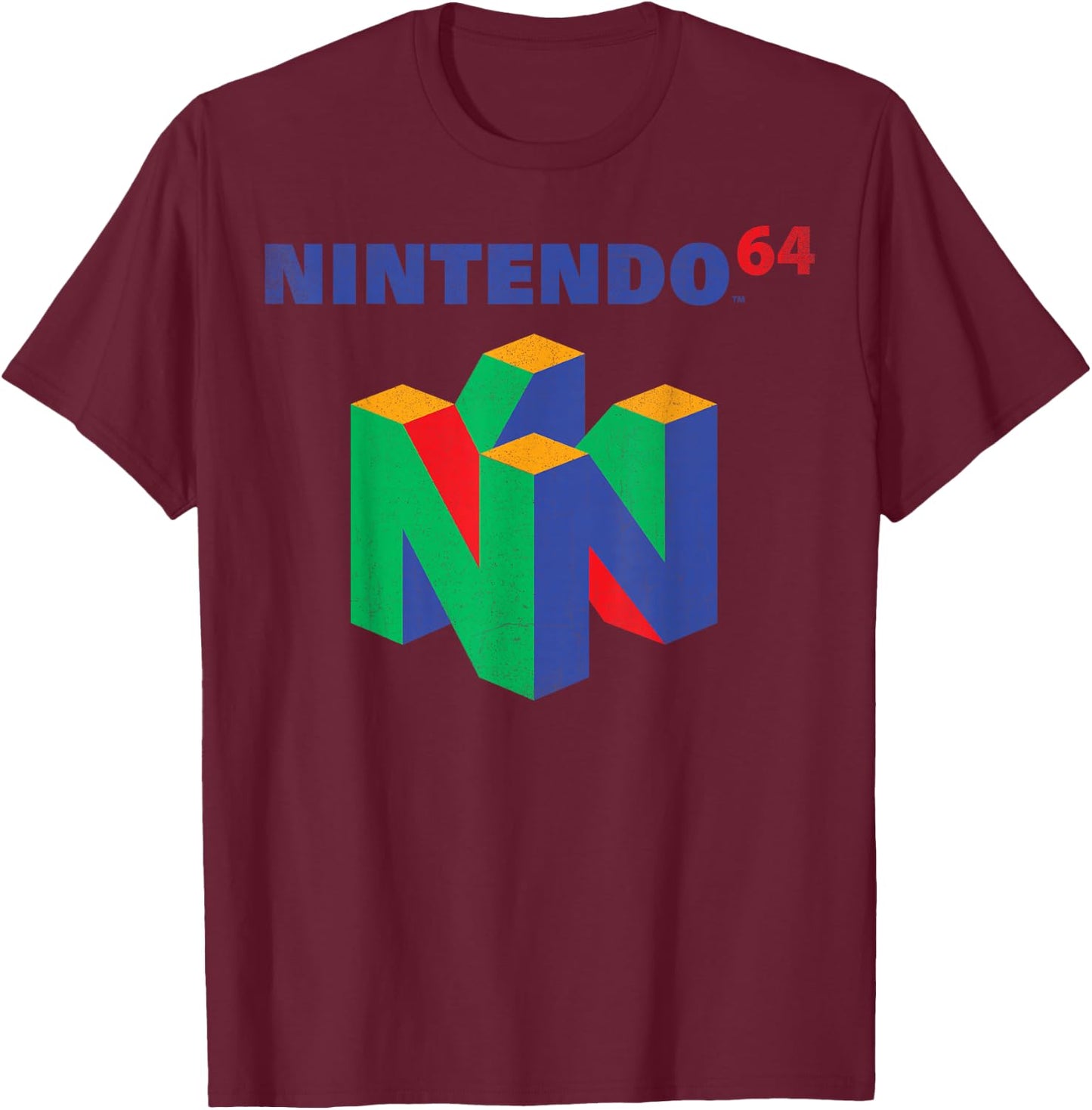 Nintendo 64 Classic Logo Retro Vintage Graphic T-Shirt - T-Shirt | Maroon