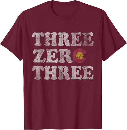 Denver Colorado 303 Boulder Vintage Distressed T-Shirt - T-Shirt | Maroon