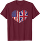 USA United Kingdom Heart - Dual Citizenship Flag Gift T-Shirt - T-Shirt | Maroon