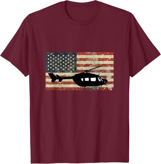 Vintage American USA Flag UH-72 Lakota Helicopter Pilot Army T-Shirt - T-Shirt | Maroon