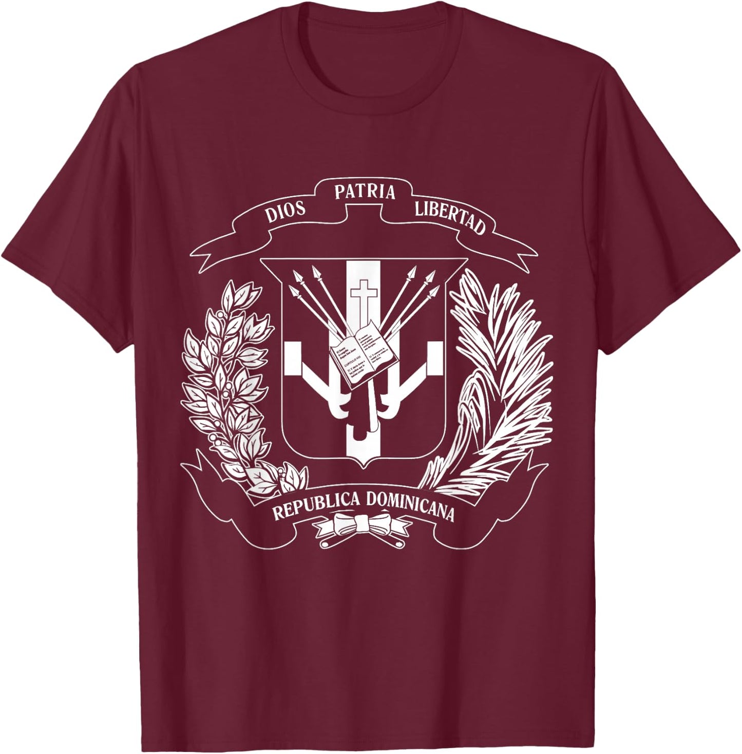 Coat of Arms Bandera Republica Dominicana Dominican Flag T-Shirt - T-Shirt | Maroon