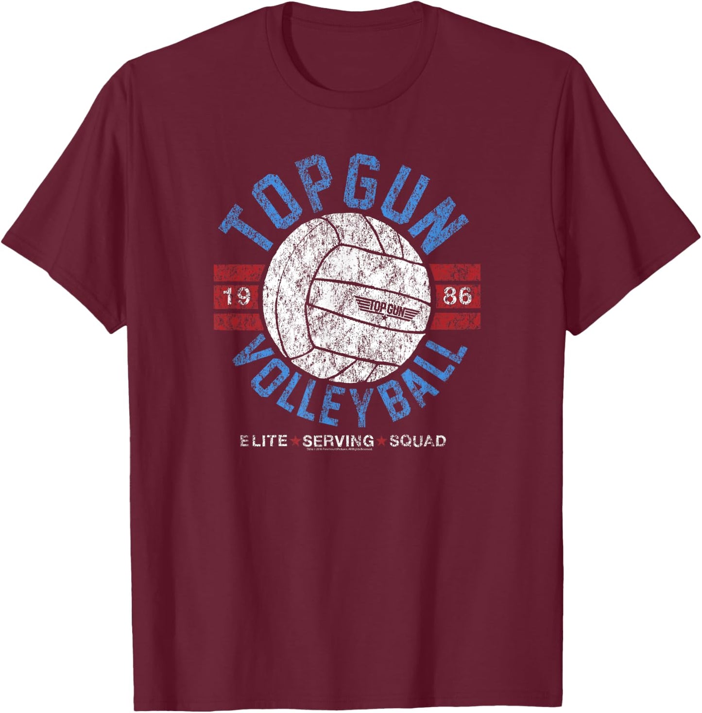 Top Gun Retro Volleyball Elite Serving Squad Action Movie T-Shirt - T-Shirt | Maroon