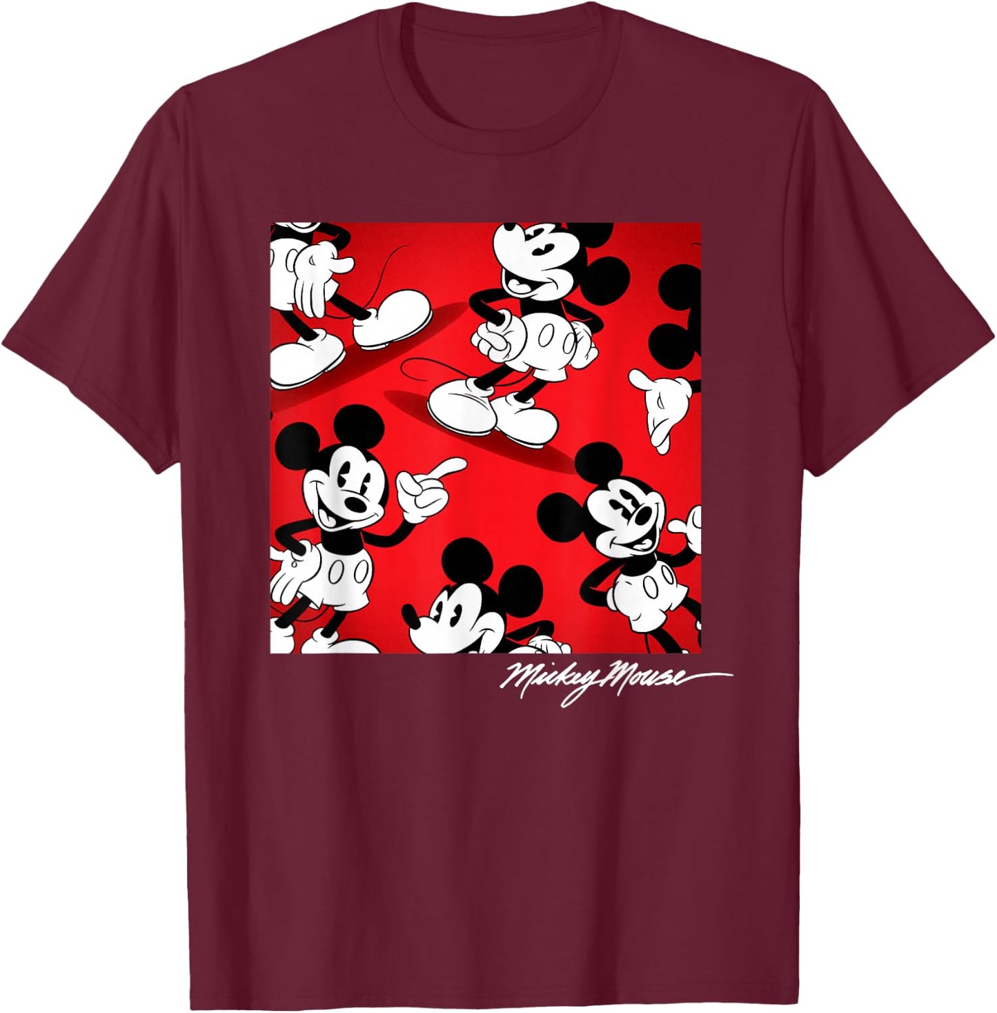 Disney - Mickey Mouse Square Signature T-Shirt - T-Shirt | Maroon