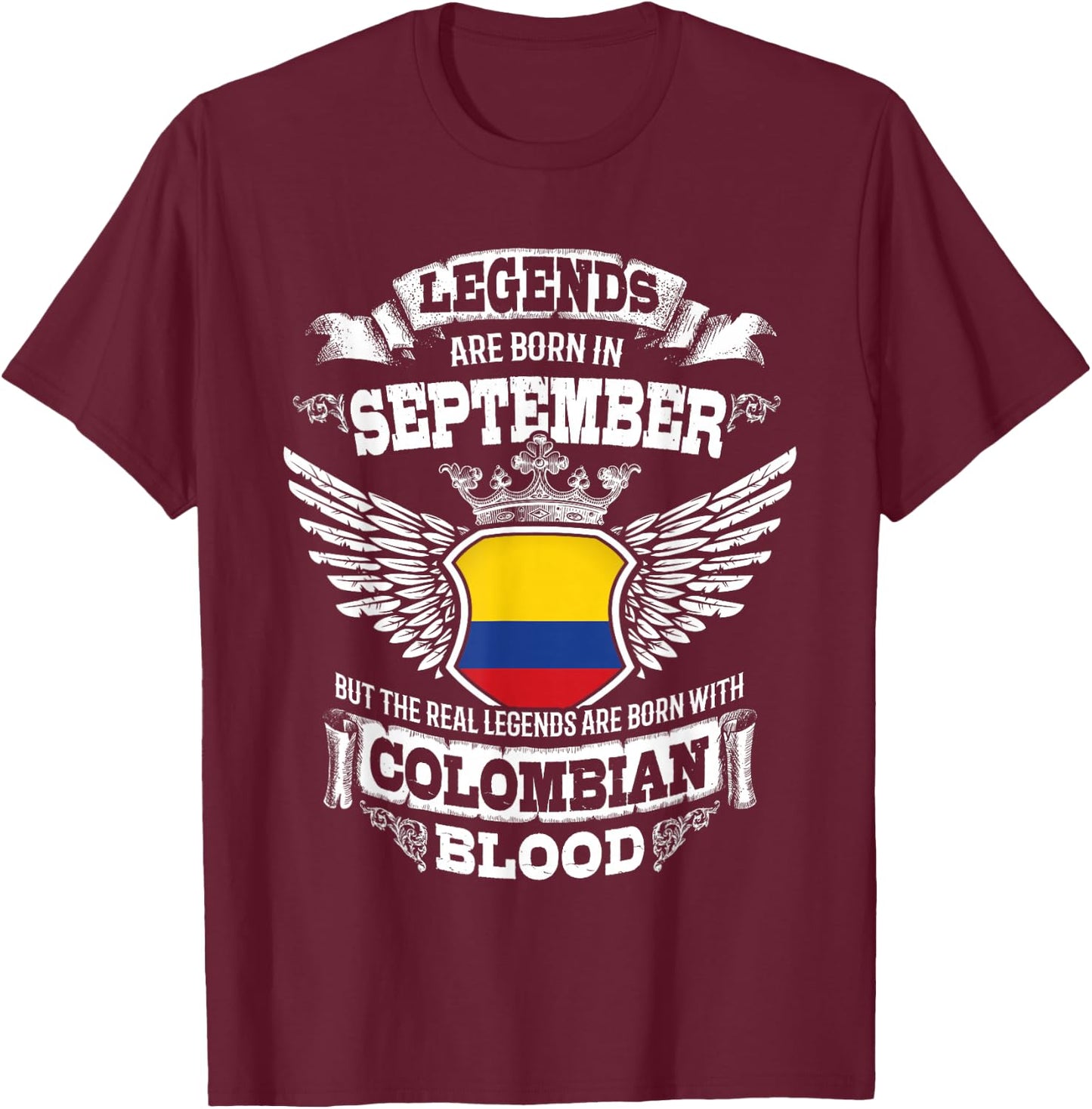 Colombia Colombian Flag Colombians Birthday September Gift T-Shirt - T-Shirt | Maroon