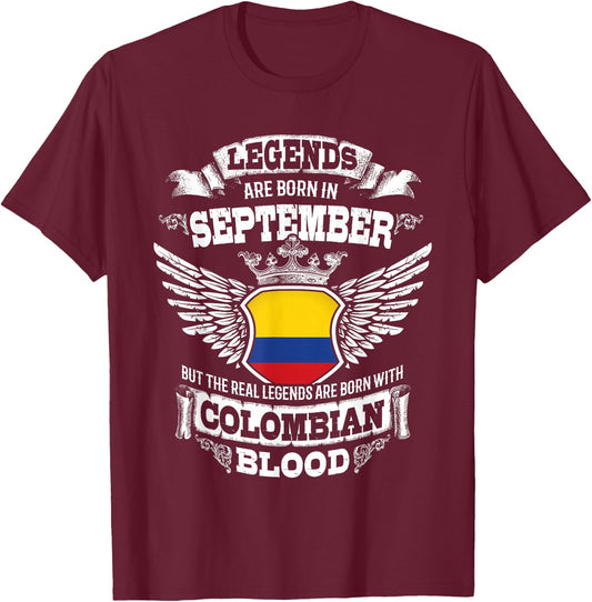 Colombia Colombian Flag Colombians Birthday September Gift T-Shirt - T-Shirt | Maroon