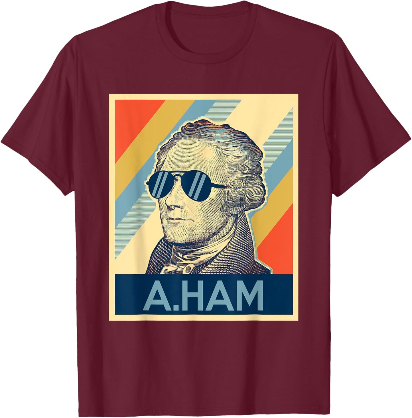 Hamilton wearing sunglasses T-Shirt - T-Shirt | Maroon