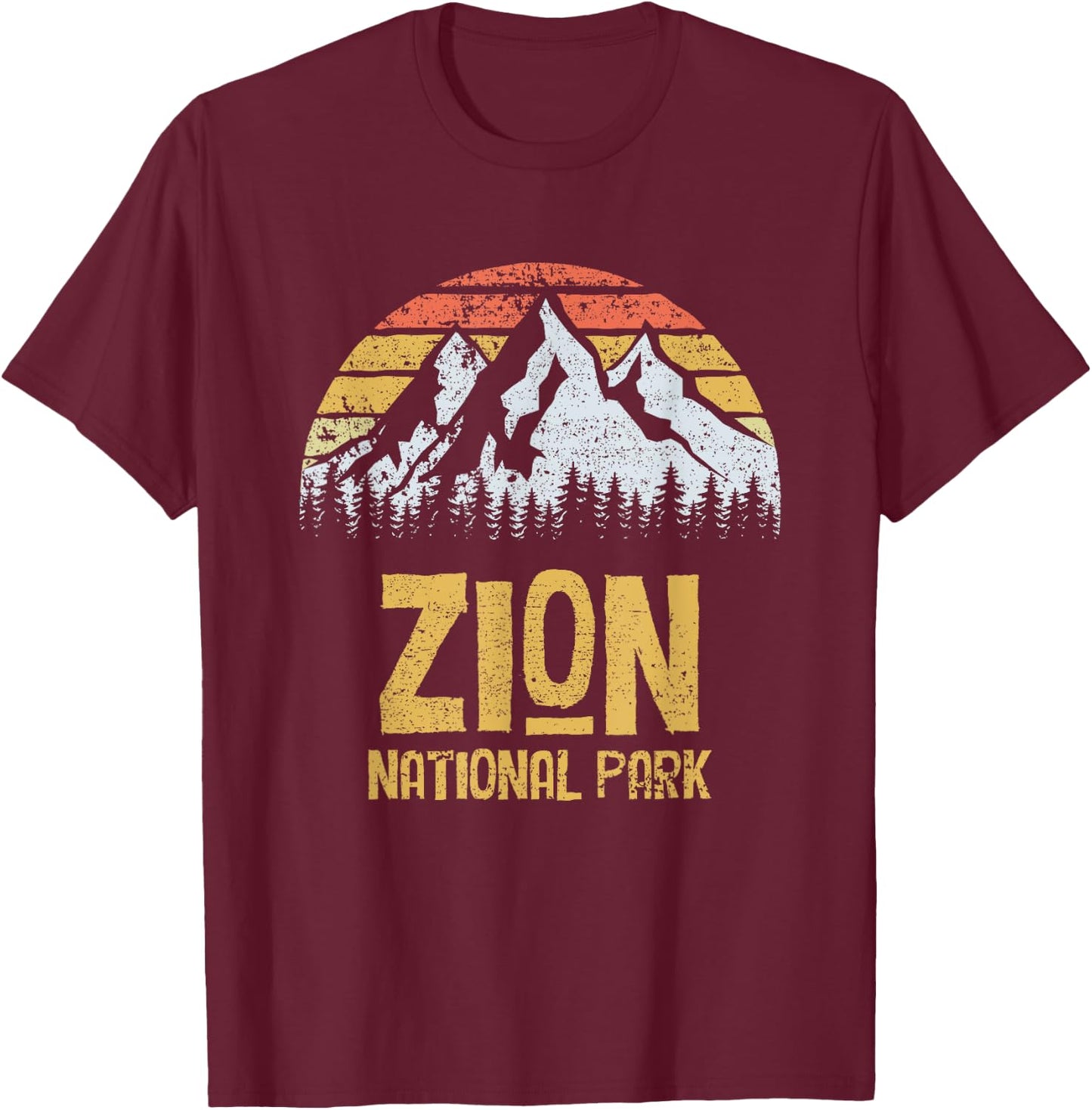 Vintage Retro Zion National Park T Shirt T-Shirt - T-Shirt | Maroon