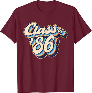 Vintage Class of 1986 Reunion High School Graduation T-Shirt - T-Shirt | Maroon