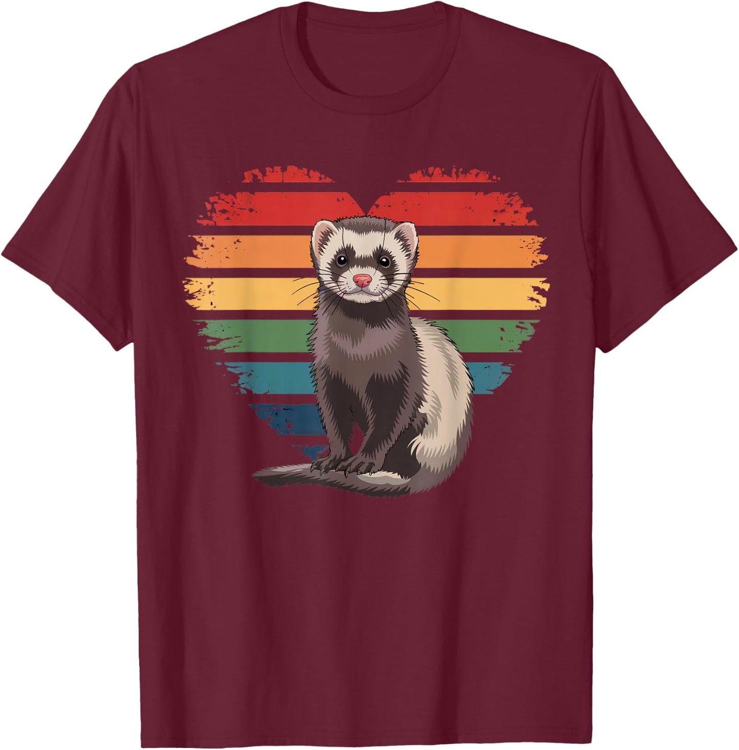 Retro Vintage Ferret Animal Lover Pet Ferret Gifts Men Women T-Shirt - T-Shirt | Maroon