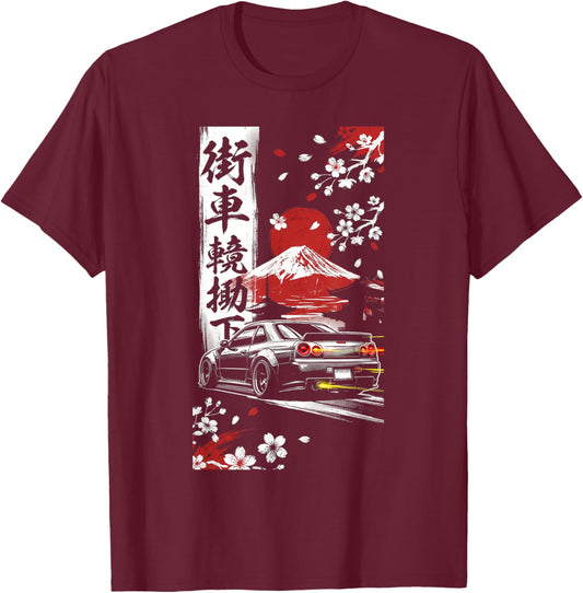Cars Shirts Men JDM Drift Race Car Japan Domestic Market T-Shirt - T-Shirt | Maroon