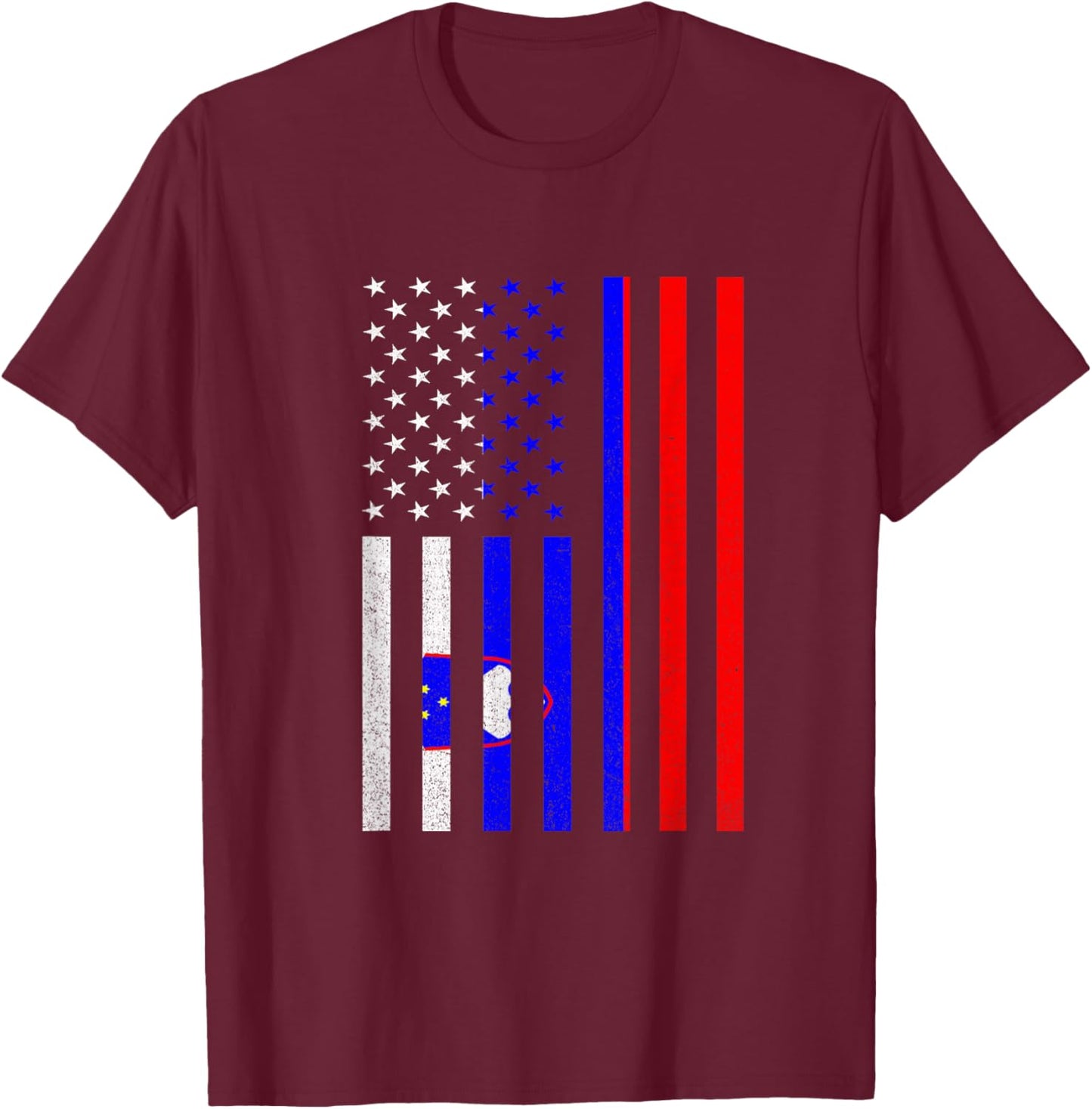 Slovenia America USA Slovenian Flag Slovenian Roots T-Shirt - T-Shirt | Maroon