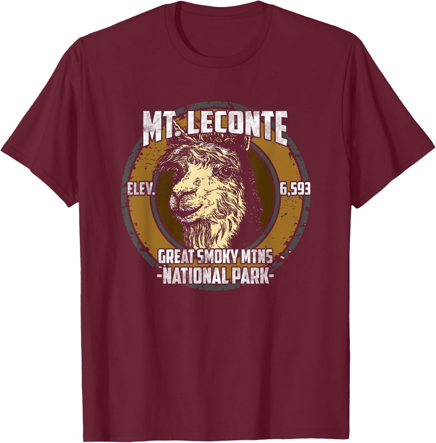 Mount Mt LeConte Llama Alpaca Smoky Mountains T Shirt T-Shirt - T-Shirt | Maroon
