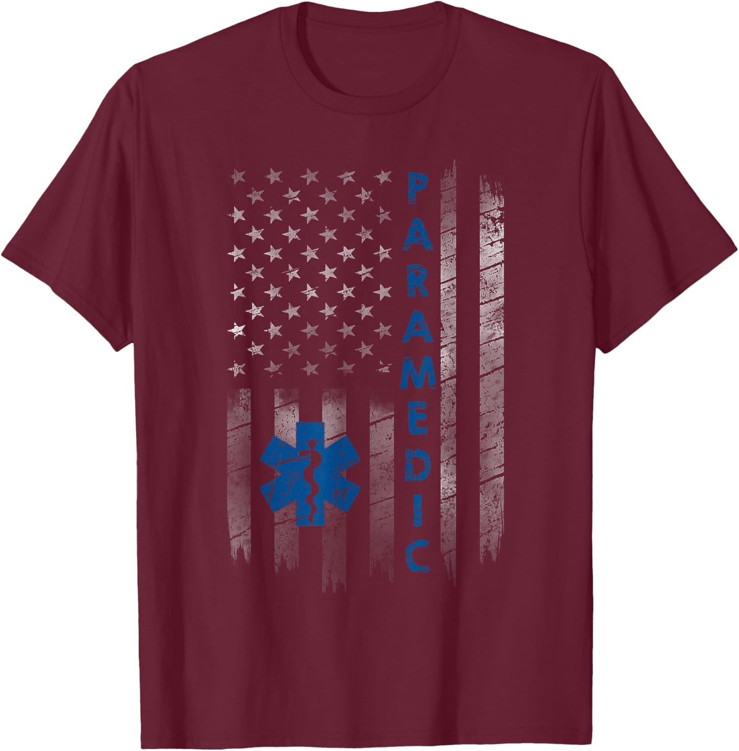 Vintage Paramedic American Flag USA Shirt EMS EMT Paramedic T-Shirt - T-Shirt | Maroon
