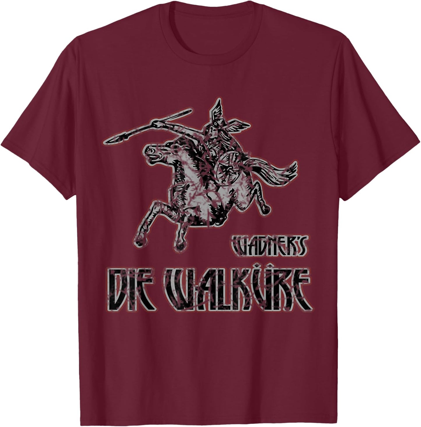 Wagner's Die Walkure epic music, Valkyrie distressed T-Shirt - T-Shirt | Maroon