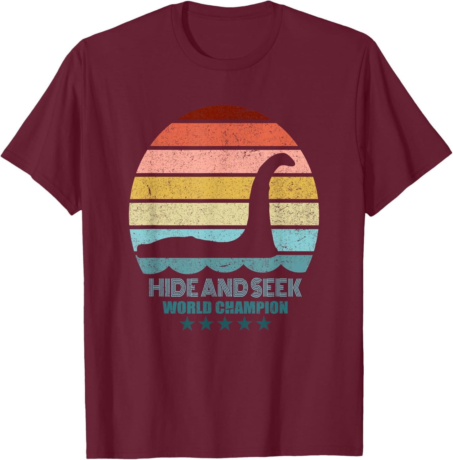 Nessie Hide And Seek Shirt - Lochness Monster T-Shirt - T-Shirt | Maroon