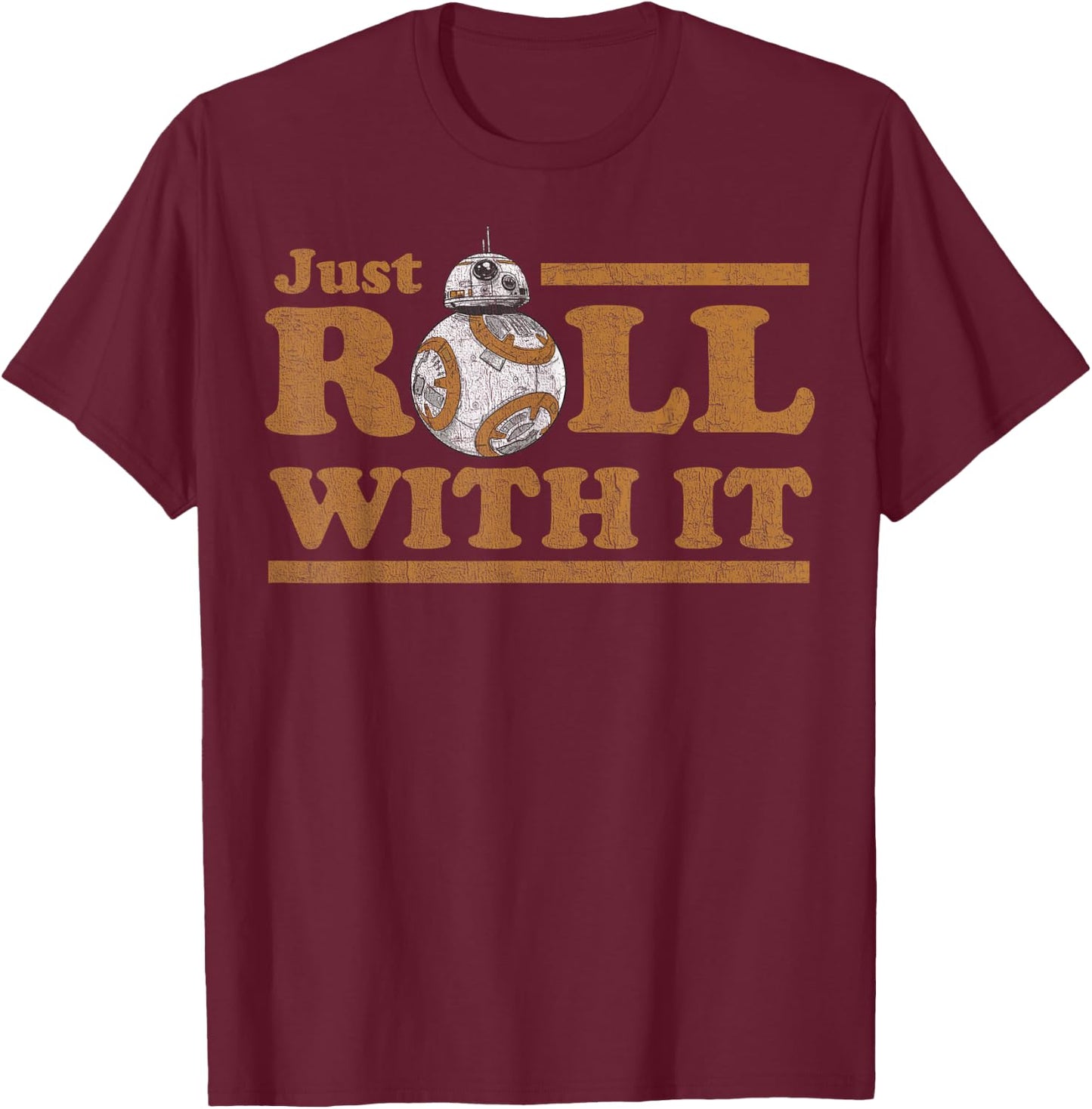 Star Wars Last Jedi Retro Just Roll BB-8 Graphic T-Shirt - T-Shirt | Maroon