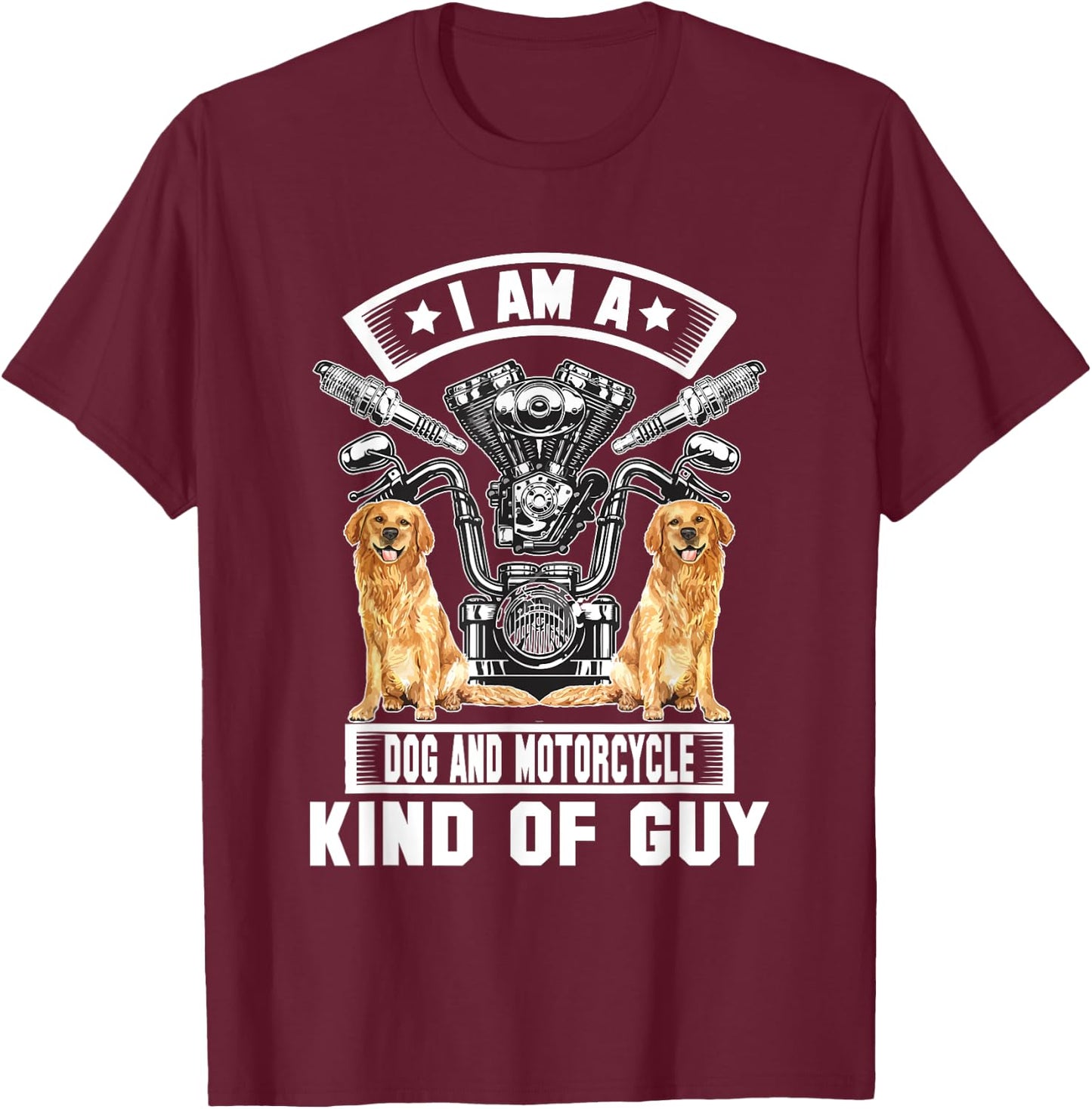 Motorcycle And Dog Bike Riding Dad Biker Labrador Men Women T-Shirt - T-Shirt | Maroon