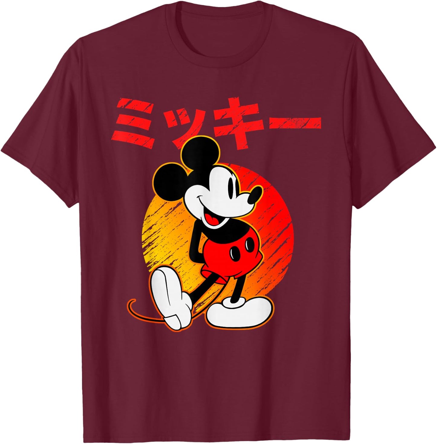 Disney - Mickey Mouse Katakana T-Shirt - T-Shirt | Maroon
