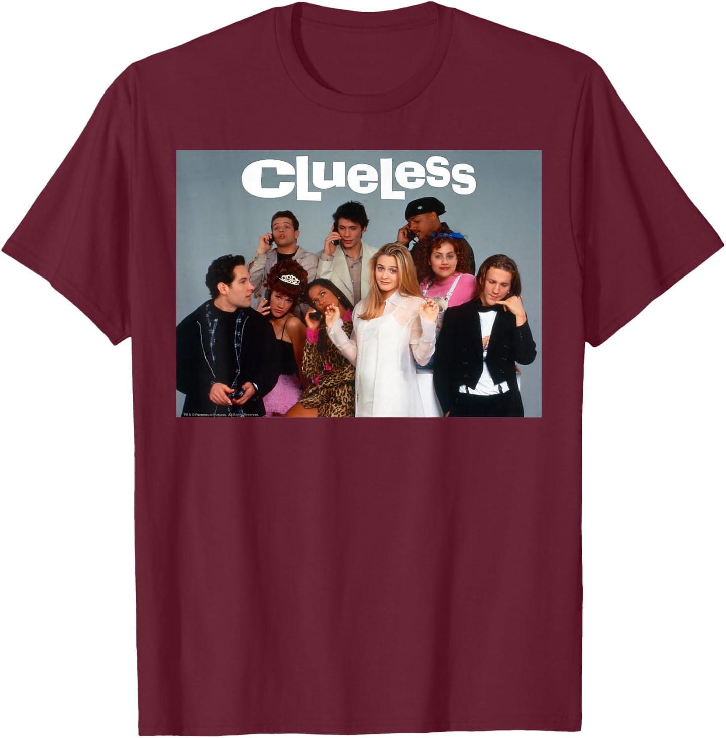 Clueless Cher and The Cast Group Shot Graphic T-Shirt - T-Shirt | Maroon