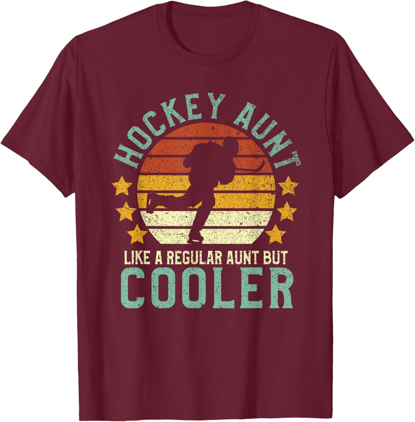 Hockey Aunt | Funny Female Ice Hockey Player & Fan Gift T-Shirt - T-Shirt | Maroon