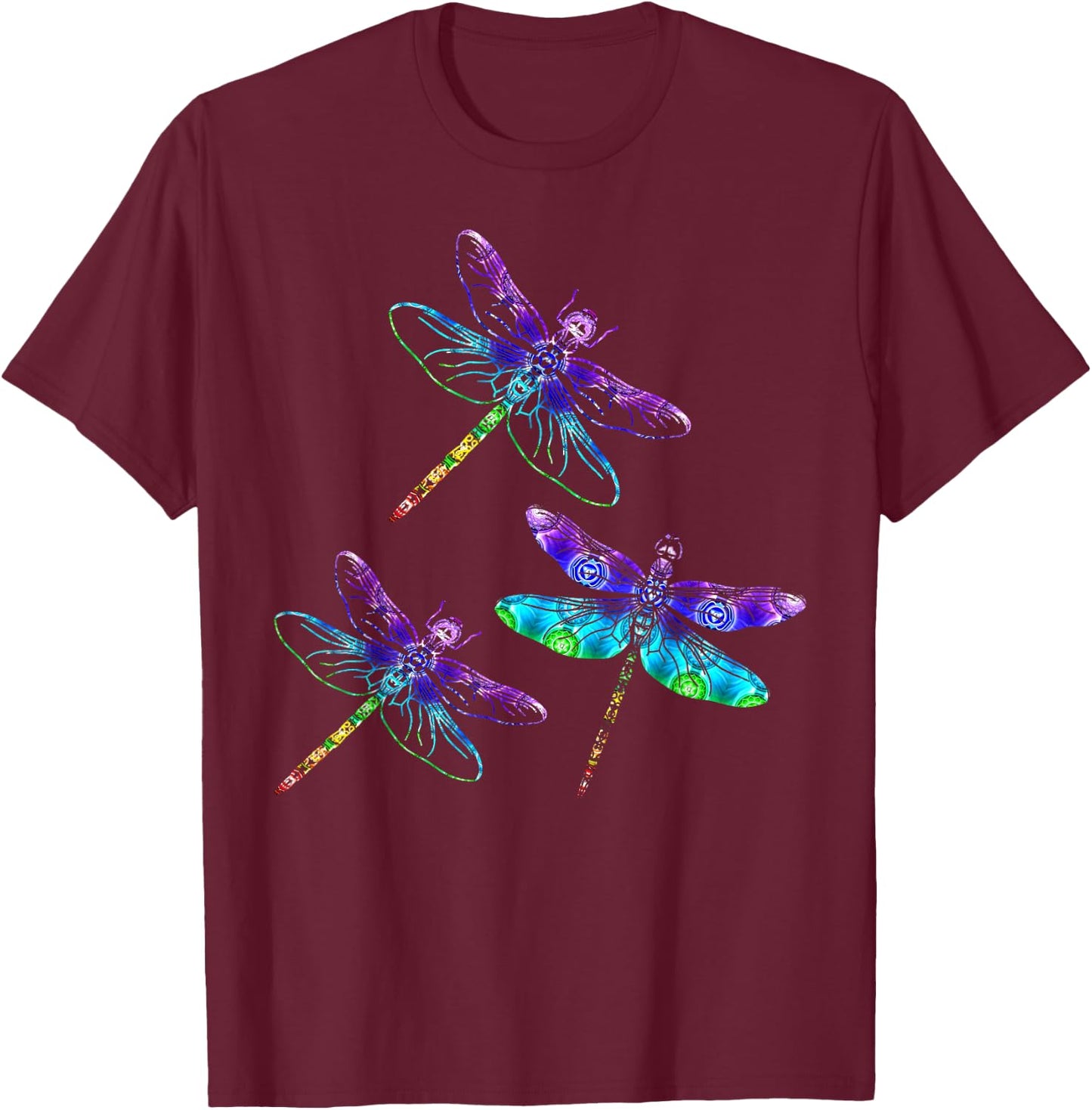 Wrinkled Hippie Dragonfly Gift Spirit Animal Chakra Color Dragonflies T-Shirt - T-Shirt | Maroon