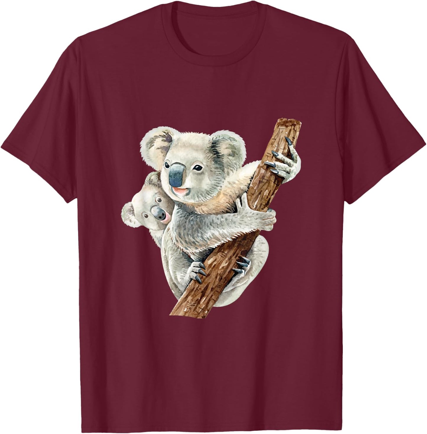 Realistic Australian Koala Parenting Cute Baby Wildlife T-Shirt - T-Shirt | Maroon