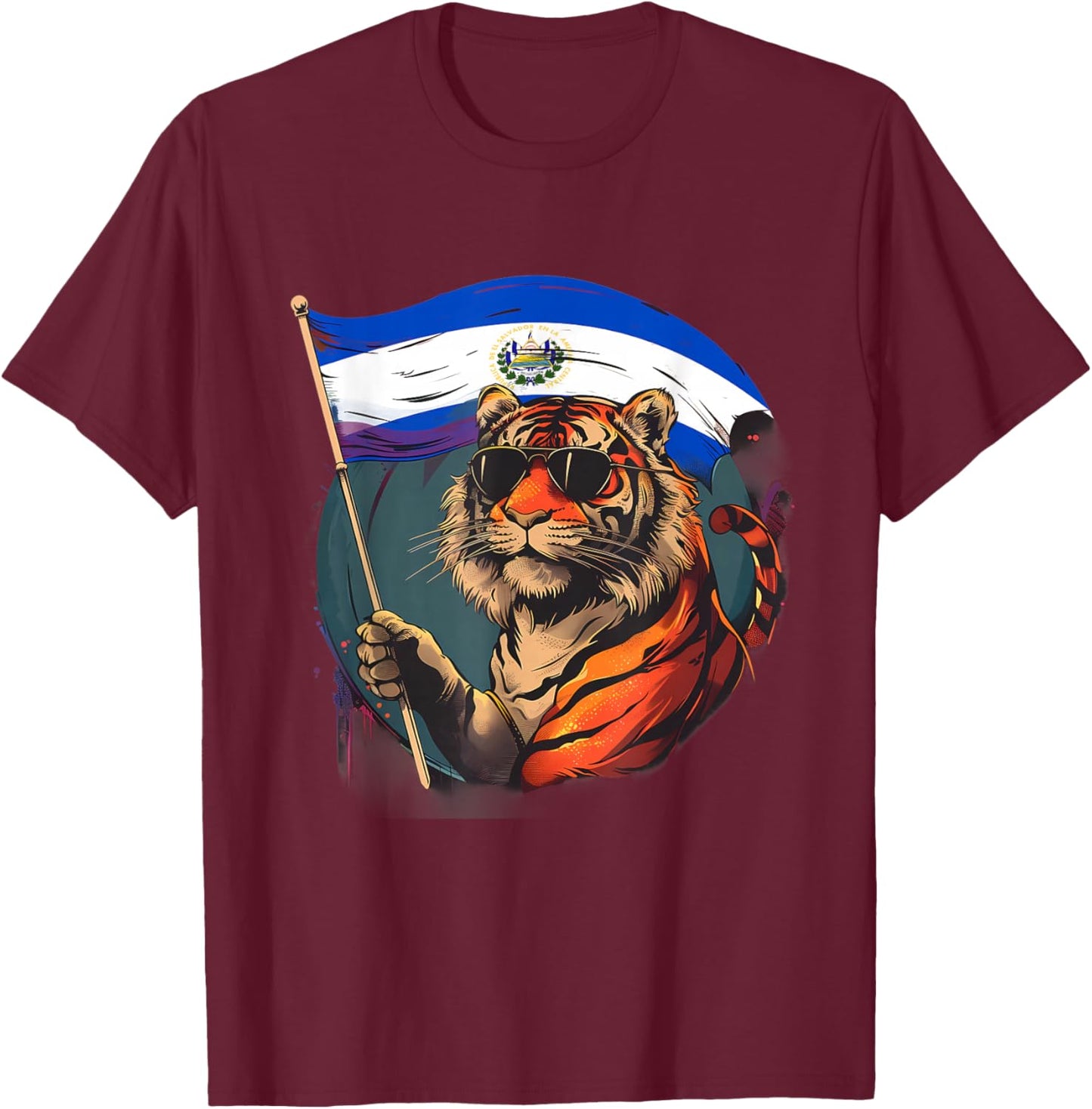 El Salvadorian Pride El Salvador Tiger El Salvadorian Roots T-Shirt - T-Shirt | Maroon