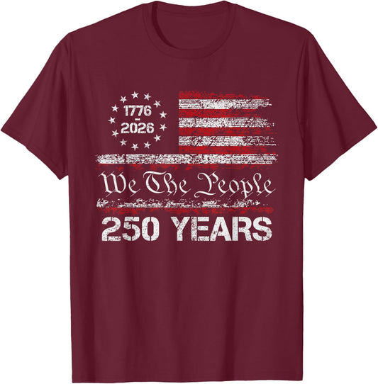 250 Years American Anniversary 1776 2026 250th 4th of July T-Shirt - T-Shirt | Maroon