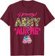 Proud Army Auntie Camo US Flag Dog Tags Pride Military Aunt T-Shirt - T-Shirt | Maroon