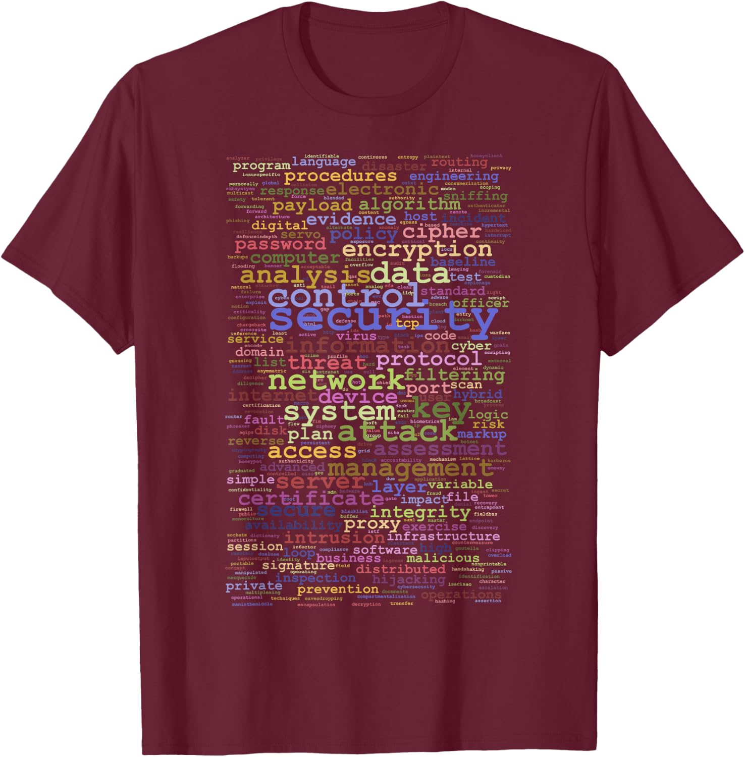 Computer and Cybersecurity Terms T-Shirt - T-Shirt | Maroon