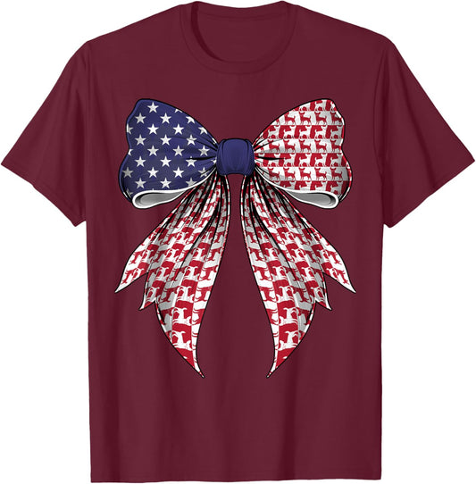 Chihuahua Dog 4th of July American Flag Patriotic Coquette T-Shirt - T-Shirt | Maroon