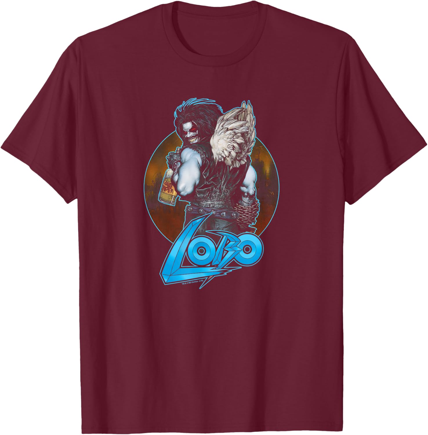 DC Comics Lobo Gut Rot -Adults T-Shirt - T-Shirt | Maroon