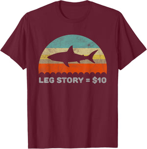 Funny Leg Story Shark T-Shirt - T-Shirt | Maroon