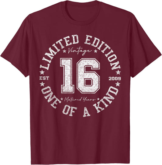 16 Year Old Gifts Vintage 2009 Limited Edition 16th Birthday T-Shirt - T-Shirt | Maroon