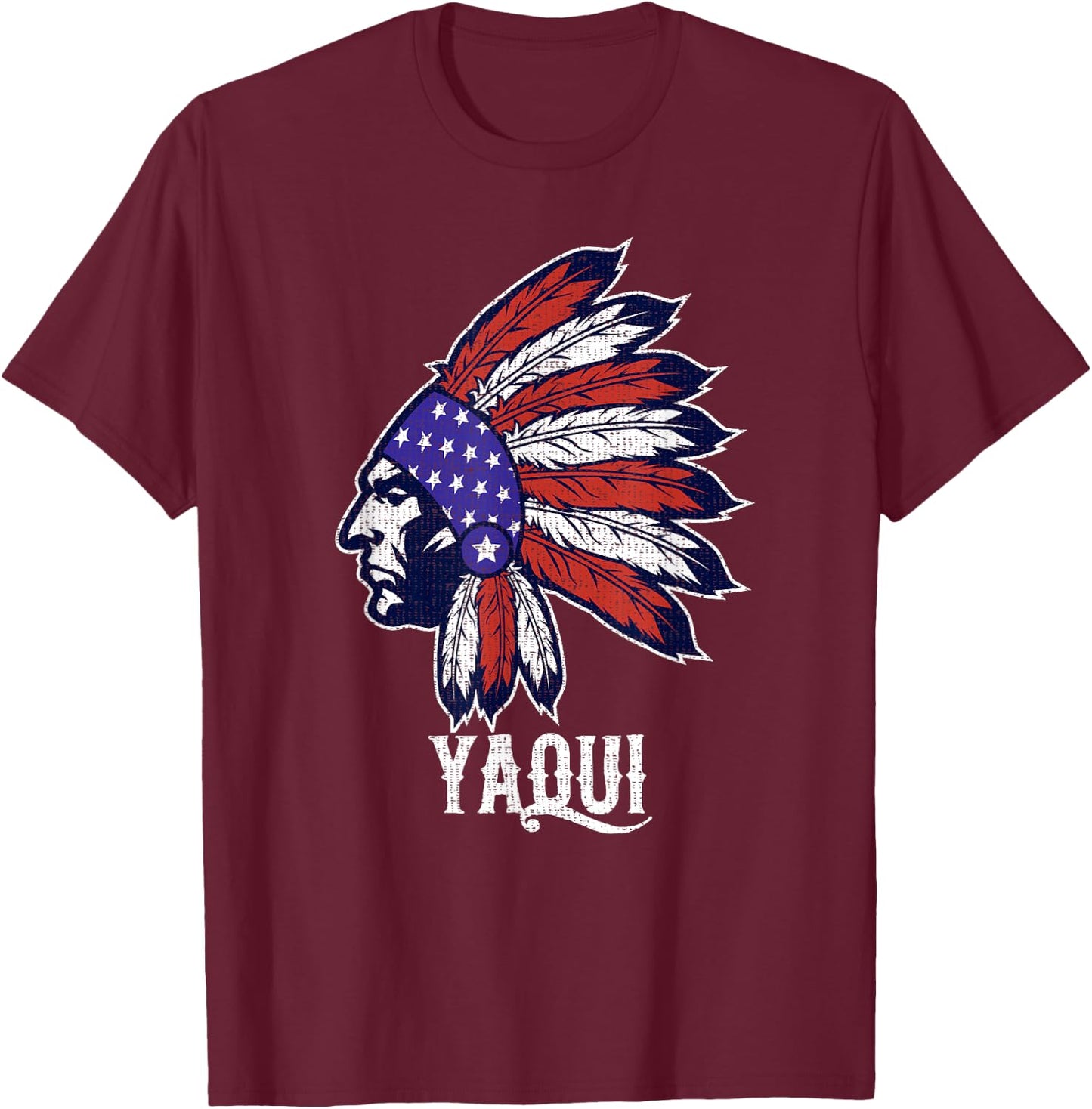 Yaqui Native American Flag Pride Headdress Men T-Shirt - T-Shirt | Maroon