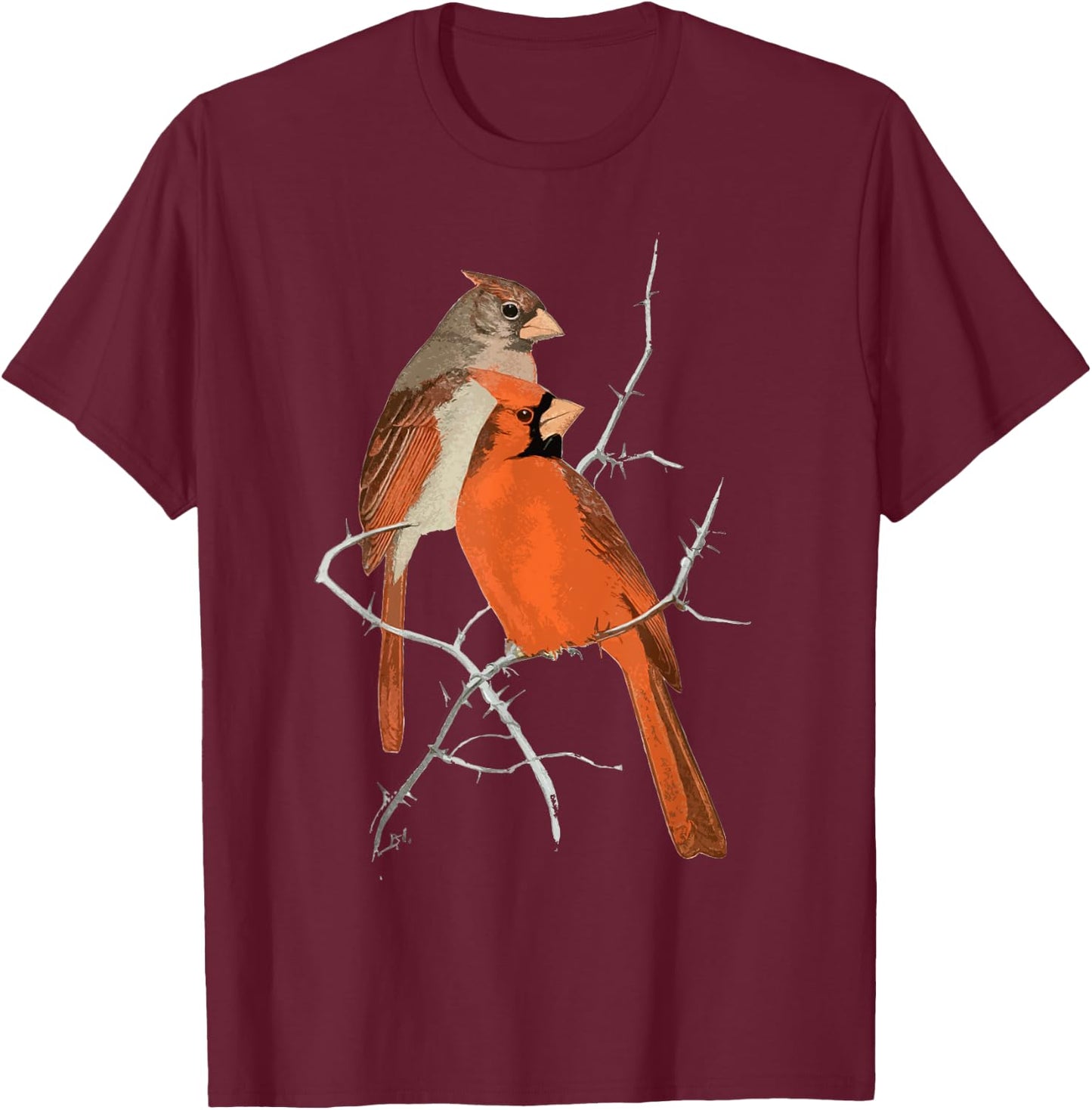 Red Cardinal Bird Male Female T-Shirt - T-Shirt | Maroon