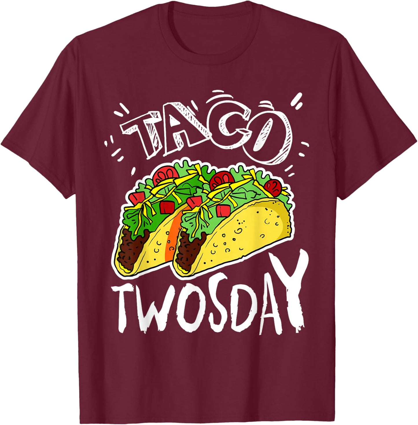 Taco Twosday Shirt 2 Two Year Old Boy Girl Birthday Gift T-Shirt - T-Shirt | Maroon