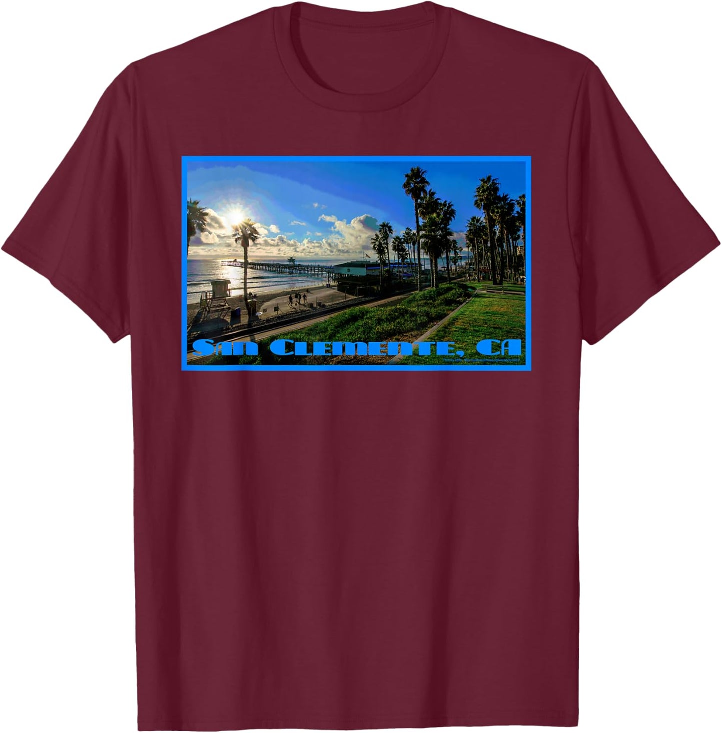 San Clemente California Beach Shirt T-Shirt - T-Shirt | Maroon