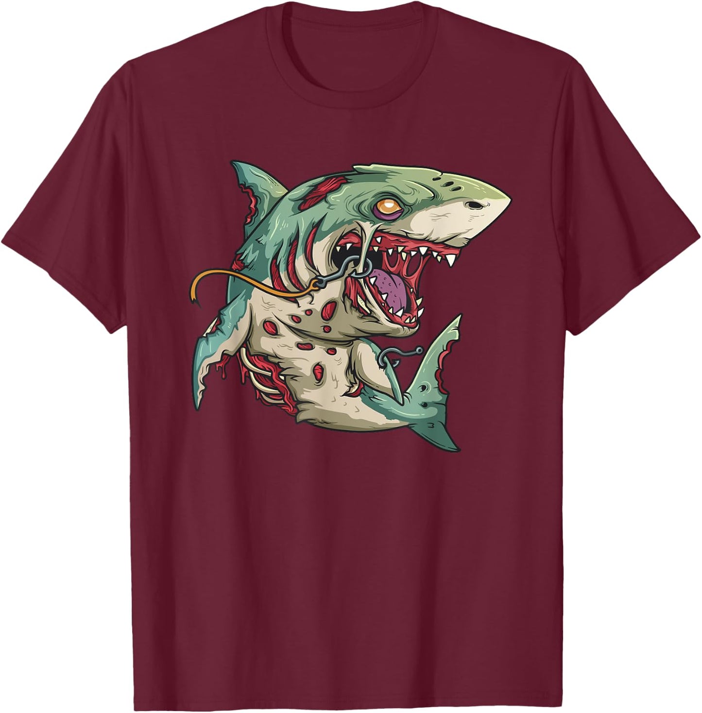 Zombie Shark Halloween Party Outfit Gift Surfer Children T-Shirt - T-Shirt | Maroon