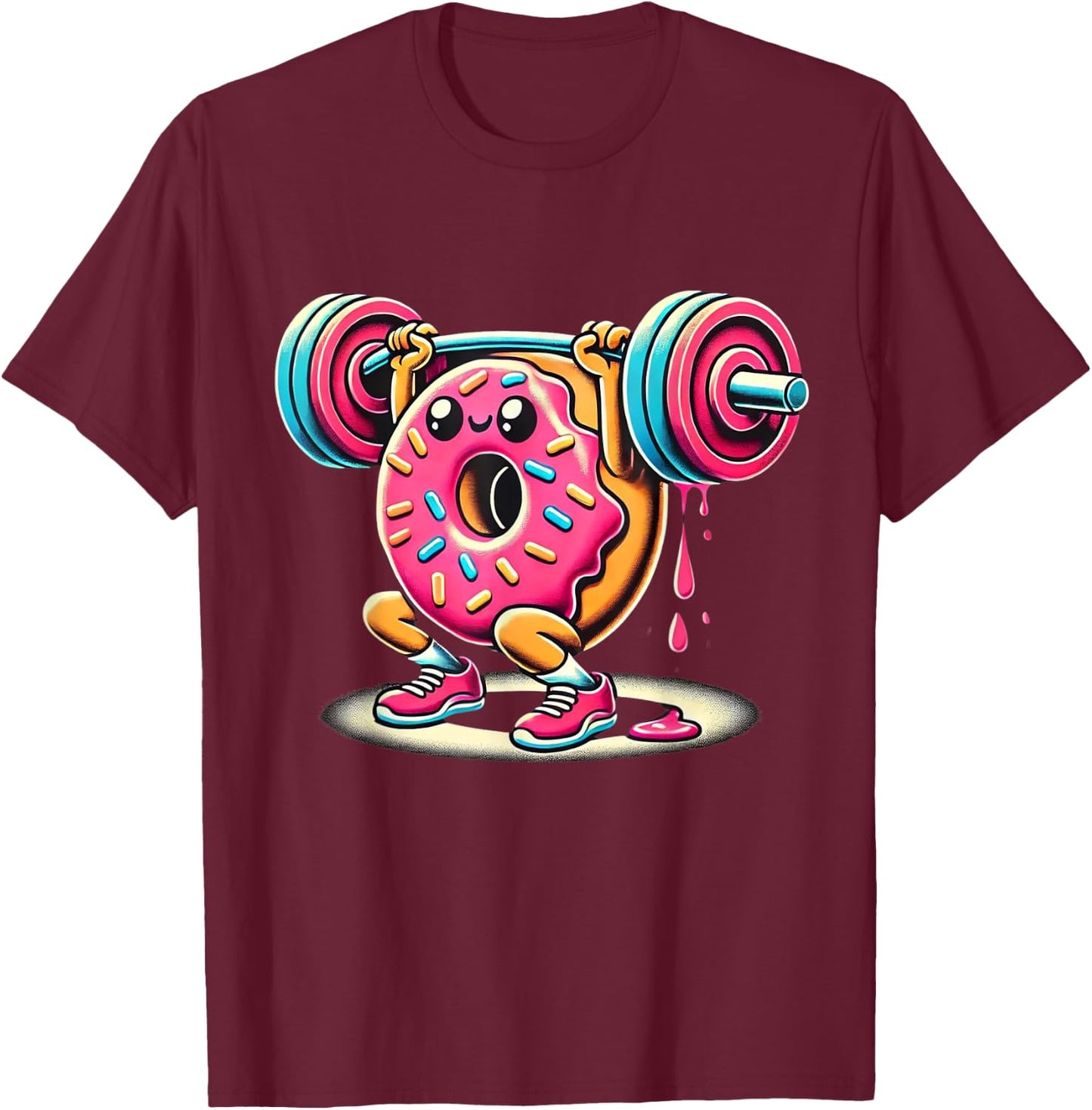 Funny Donut Bodybuilding Weightlifting Food Gym Donut T-Shirt - T-Shirt | Maroon