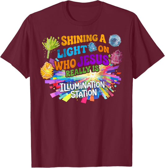 Jesus Light of The World Illumination Station VBS 2026 T-Shirt - T-Shirt | Maroon
