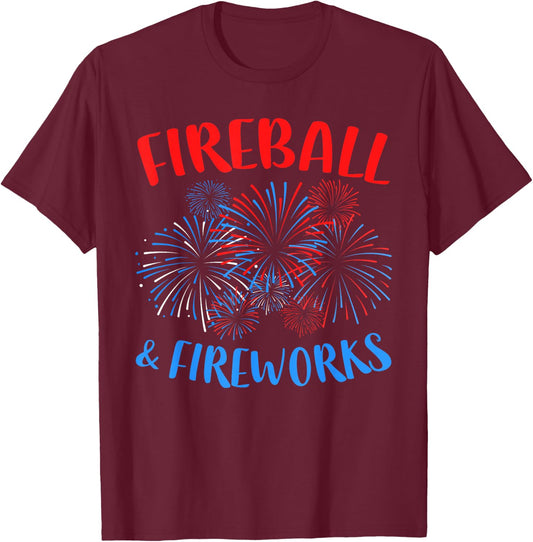 Fireball And Fireworks Shirt Men Women 4th of July T-Shirt - T-Shirt | Maroon