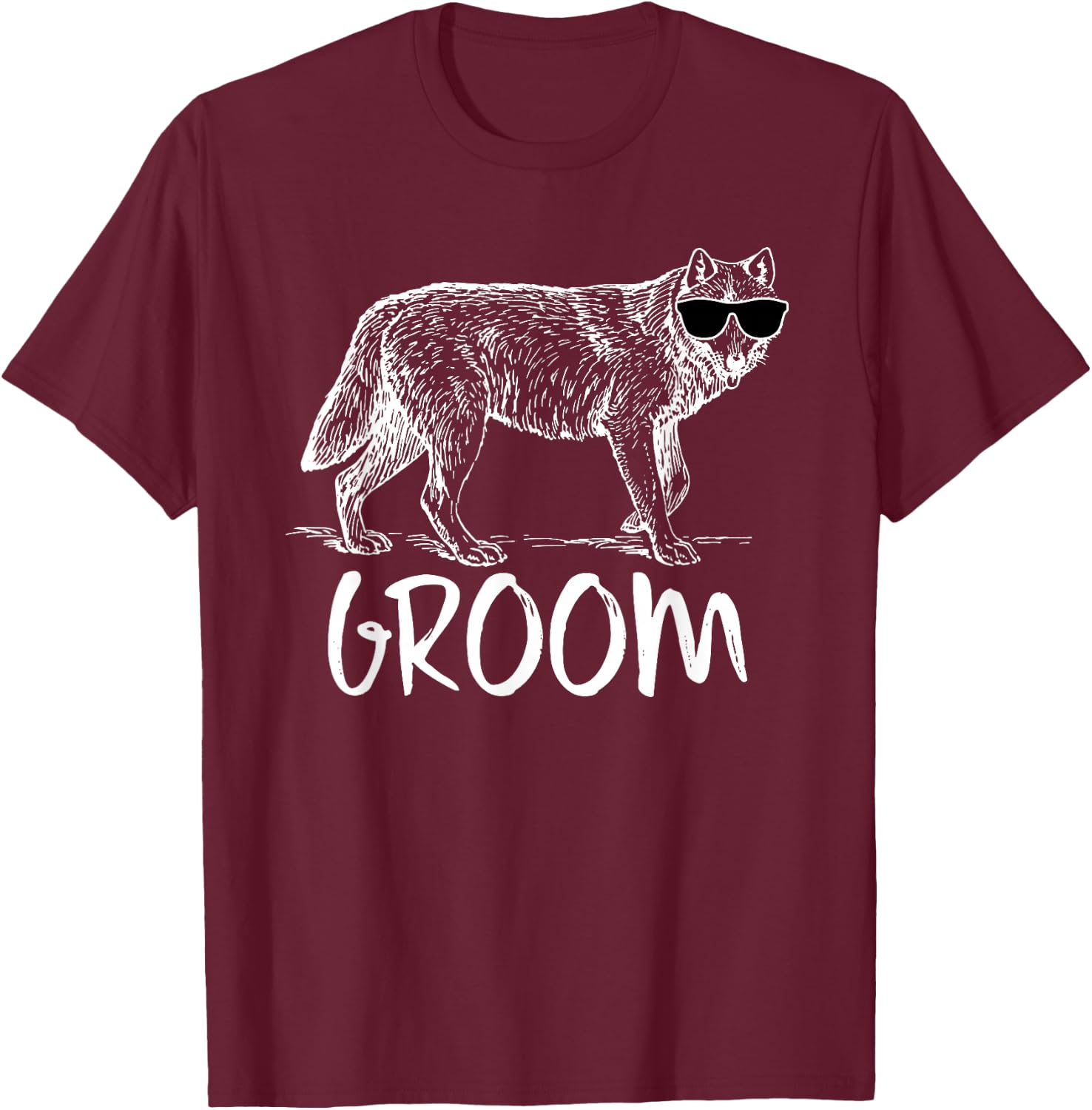 Groom / Grooms Wolfpack Bachelor Party Funny Wolf T-Shirt - T-Shirt | Maroon
