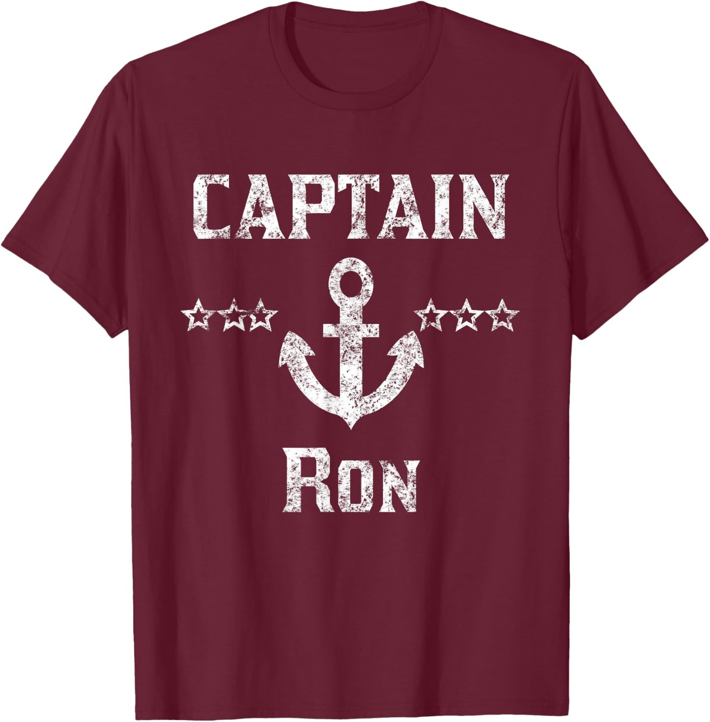 Vintage Captain Ron - Family Cruise or Lake Boating T-Shirt - T-Shirt | Maroon